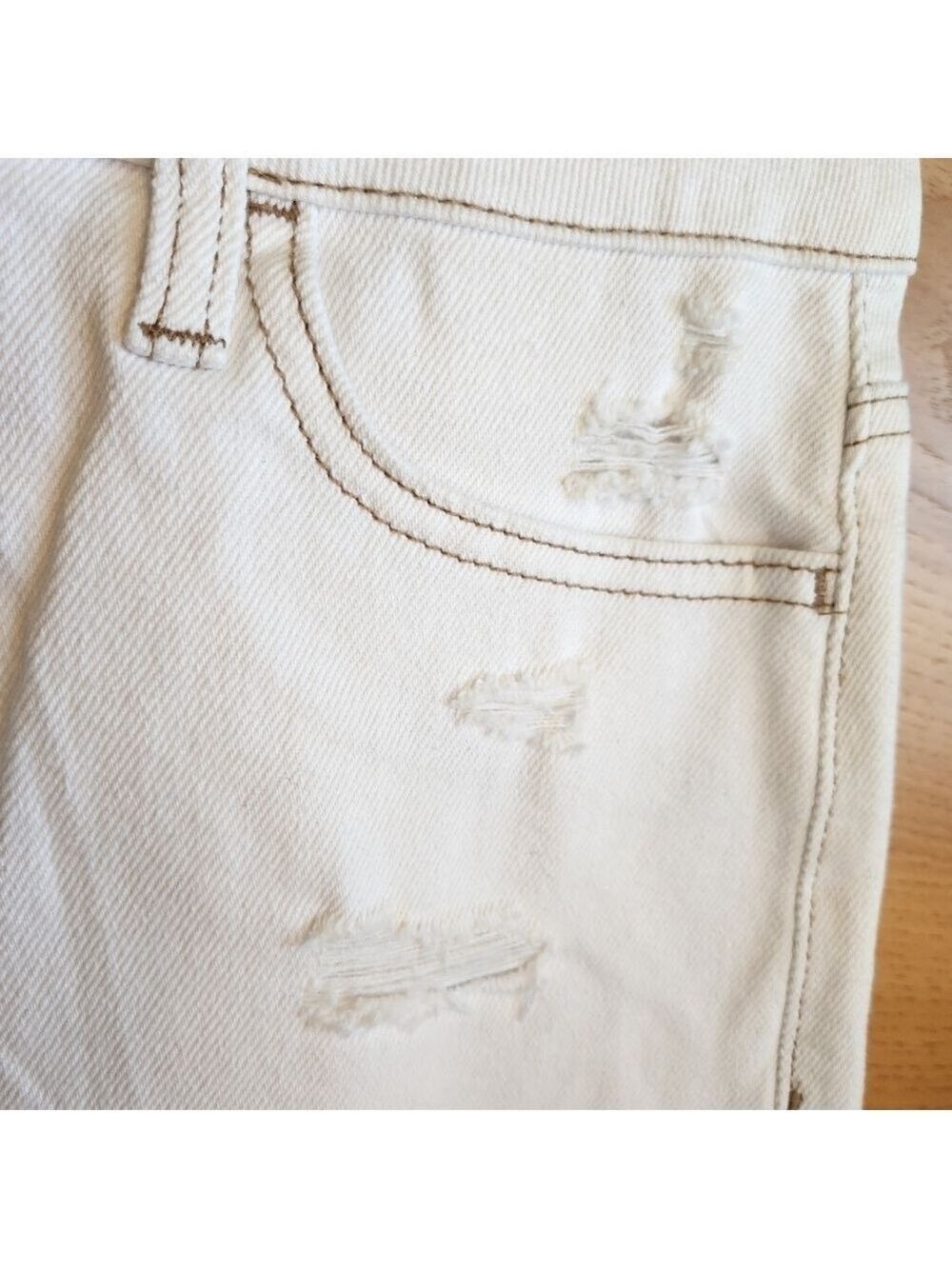 SO SUPER HIGH RISE CUT OFF DENIM JEAN SHORT RAINBOW EMBROIDERED POCKET SIZE 27/5 - Picture 6 of 7